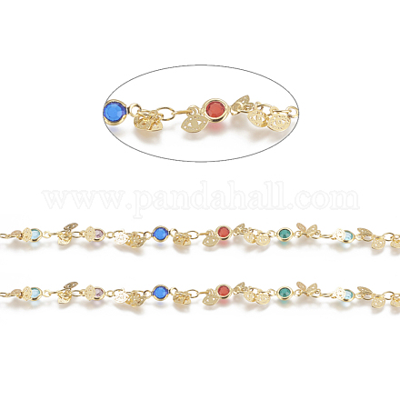 3.28 Fuß handgefertigte Perlenketten aus Messing X-CHC-I031-14G-1