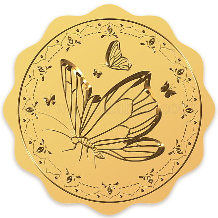 CRASPIRE 100PCS Gold Foil Stickers Embossed 2inch Self-adhesive Stickers Medal Decoration Stickers for Gift Envelope Card Bottle Decoration (Butterfly) DIY-WH0211-129-1