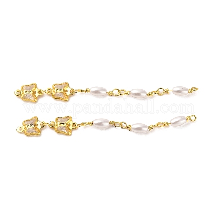 Rack Plating Brass Pave Glass Butterfly Links Connector Charms KK-M266-29G-1