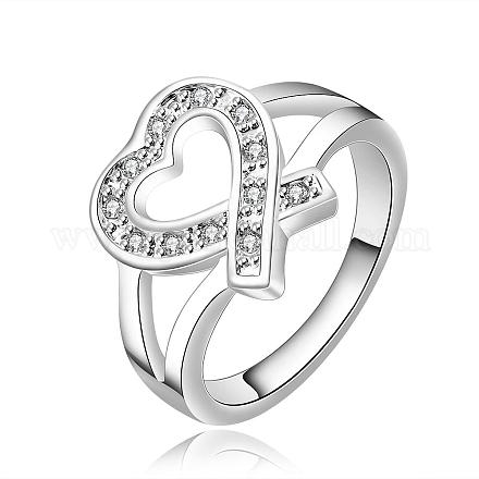 Classic Heart Brass Cubic Zirconia Finger Rings RJEW-BB09579-7S-1