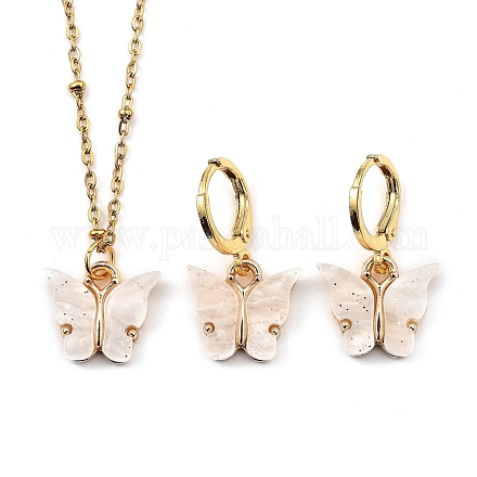 Ensembles de bijoux papillon en poudre scintillante SJEW-JS01113-04-1