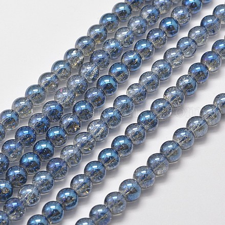 Chapelets de perles de quartz craquelé synthétique électrolytique EGLA-J067-8mm-FR01-1