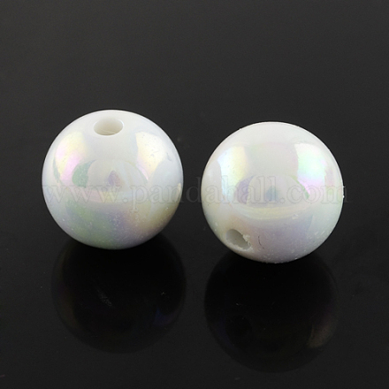 AB Color Plated Acrylic Gumball Beads for Bubblegum Necklace PACR-R204-18mm-01-1