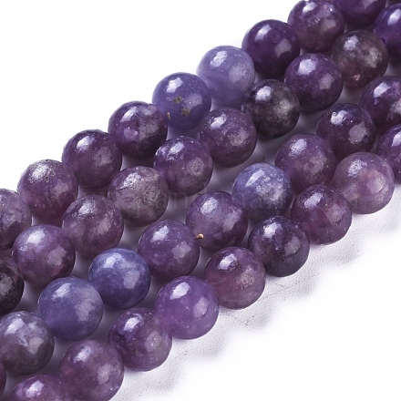 Fili di perle di pietra mica naturale di lepidolite / viola G-D0020-15-6mm-1