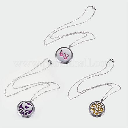 304 Stainless Steel Diffuser Locket Pendant Necklaces NJEW-G263-04-1