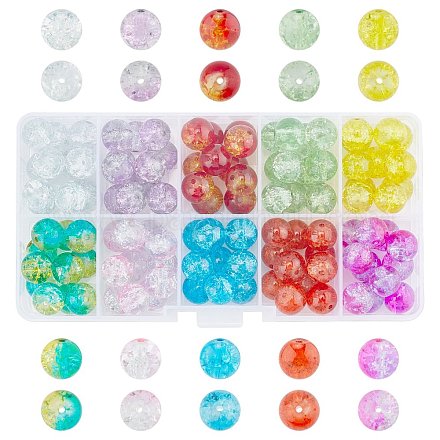 Spray Painted Transparent Crackle Glass Beads Strands CCG-X0005-10mm-B-1