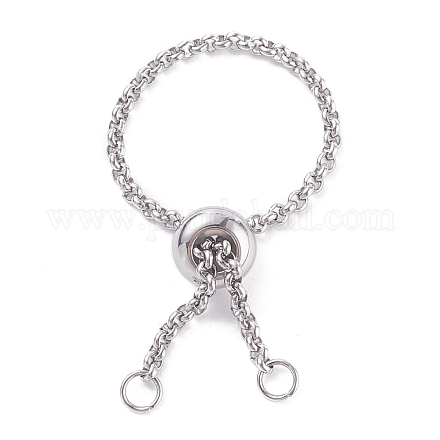 304 fornituras de anillo deslizante de cadenas rolo de acero inoxidable RJEW-JR00443-02-1