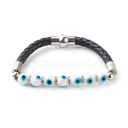 Bracelets de perles de mauvais œil faits à la main BJEW-JB06379-03-1