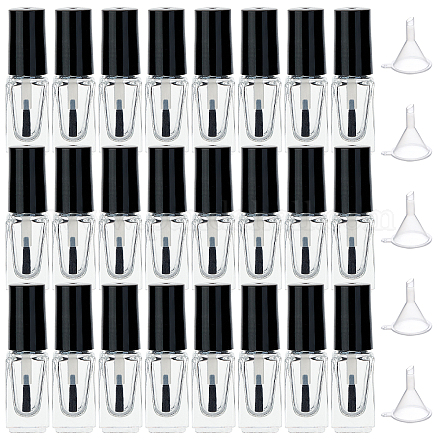 Benecreat 24pack 3ml bouteilles de vernis à ongles vides carrées bouteilles de vernis à ongles transparentes contenants de bouteilles à ongles rechargeables avec brosse et entonnoir en plastique trémie pour échantillon d'art d'ongle MRMJ-BC0002-51-1