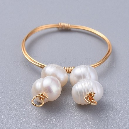 Grado de anillos de perlas naturales de agua dulce RJEW-JR00264-1