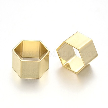 Laiton grand trou perles hexagonales KK-N0085-01G-1