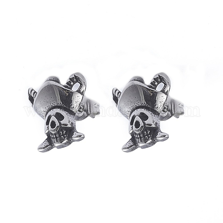 Retro 304 Stainless Steel Stud Earrings EJEW-L248-024AS-1