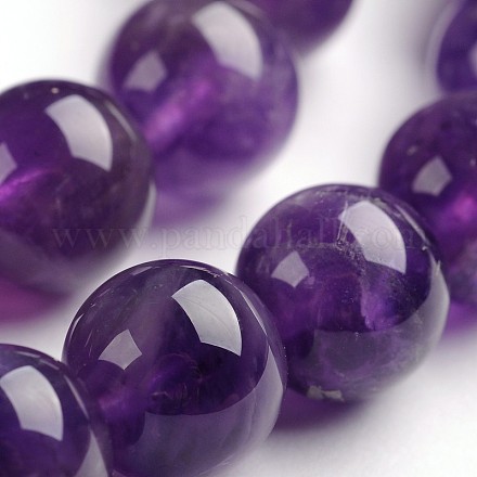 Améthyste naturelle brins de pierres précieuses perles rondes G-J333-01-6mm-1