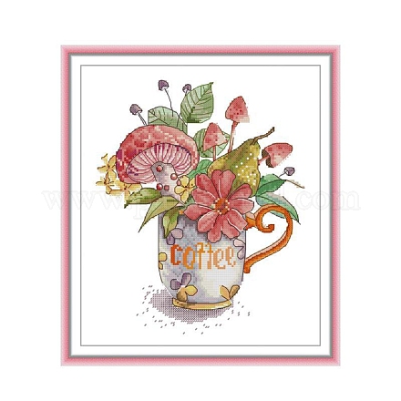 Tasse à thé avec motif de fleurs DIY-NH0003-02A-1