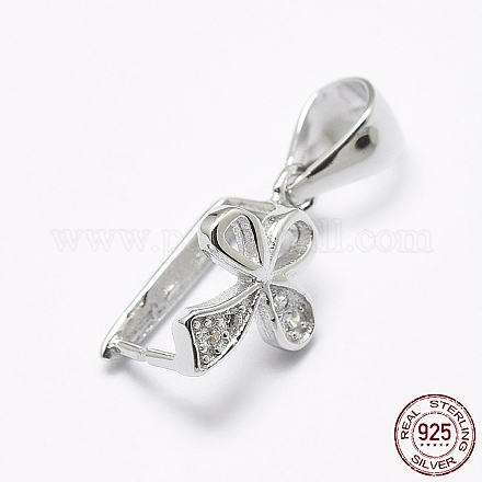925 gancio per pendente in argento sterling placcato in rodio con micro pavè di zirconi STER-P034-57P-1