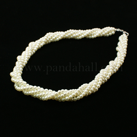 Five-Strands Glass Pearl Necklaces for Carnival NJEW-A274-1-1