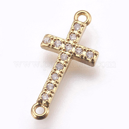 Brass Micro Pave Cubic Zirconia Links ZIRC-E152-43G-RS-1