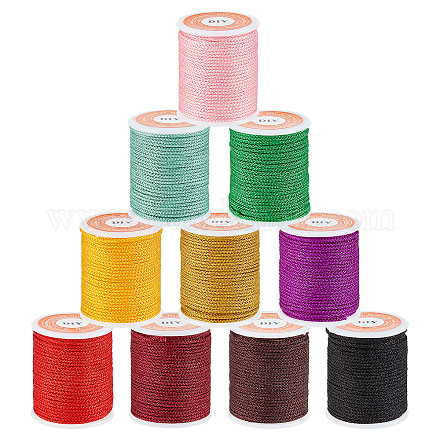 OLYCRAFT 60 Yard 10 Colors Braided Nylon Threads 0.04 Inch Nylon Beading String Cord Nylon Chinese Knotting Cord Mambo Thread with Spool for DIY Bracelets Necklace Jewelry Making NWIR-OC0001-07-1