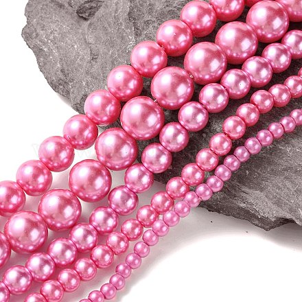 Abalorios de vidrio teñido de perla redondos HY-X0001-07-1