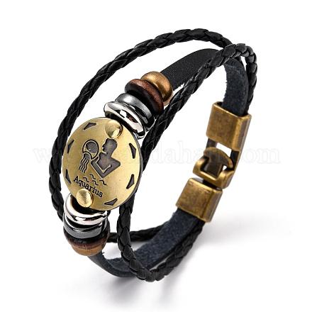 Bracelets rétro de multi-brins en cuir tressé avec cordon BJEW-L616-20H-1