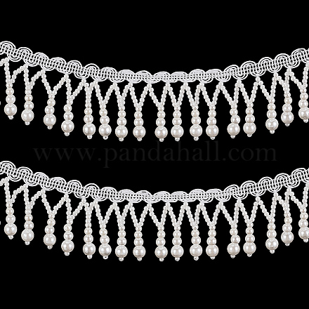 Cinta de borla con cuentas de perlas de imitación de plástico olycraft DIY-OC0010-03-1