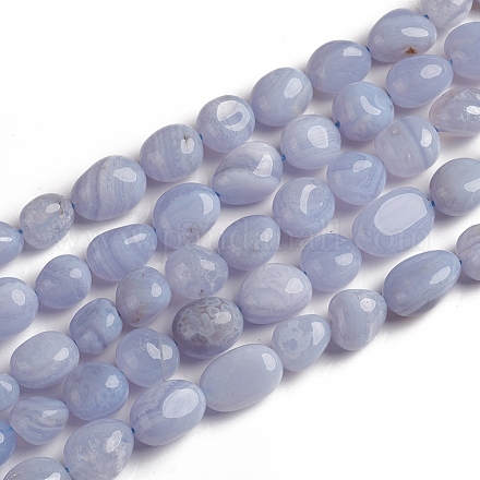 Chapelets de perles en agate avec dentelle bleue naturelle X-G-D0002-D75-1