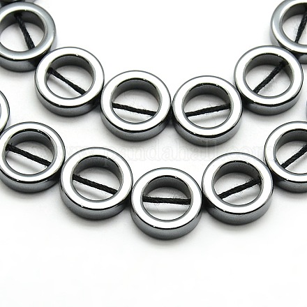 Non-magnetic Synthetic Hematite Donut Beads Strands G-F161-40-1