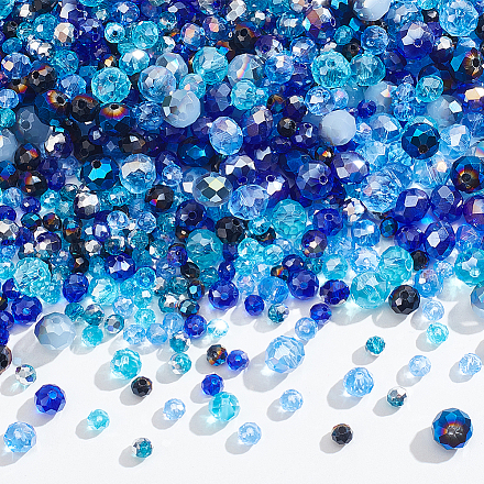 NBEADS 1025 Pcs 15 Styles Faceted Rondelle Glass Beads Kit EGLA-NB0001-27-1