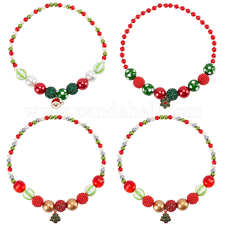4 pièces 4 styles abs plastique perle & acrylique & résine perles ensemble de colliers NJEW-AB00010-1