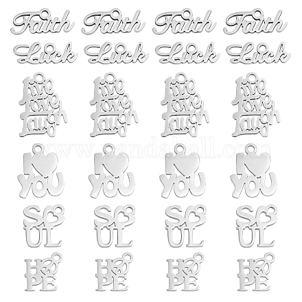 DICOSMETIC 36Pcs 6 Styles Stainless Steel Pendants Antique Word Message Charms Pendants for DIY Necklace Bracelet Jewelry Making Accessories STAS-DC0006-71-1