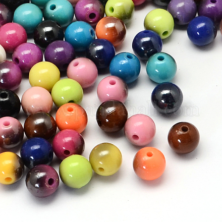 Perles acryliques rondes gris anthracite demi-plaqué PACR-R236-10mm-M-1
