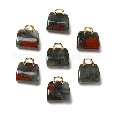 Ciondoli in ottone con pietra di sangue africana naturale KK-E274-01G-20-1