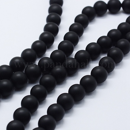 Natürliche schwarze Achat Perlen Stränge G-P369-04-8mm-1