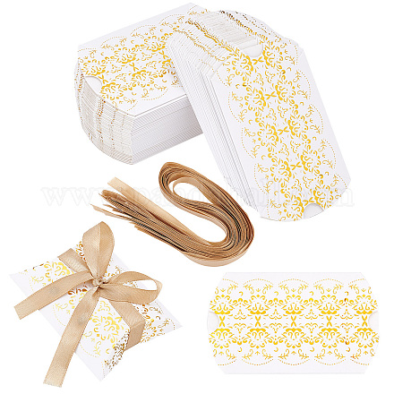 NBEADS 70 Pcs White Paper Pillow Boxes with Golden Pattern CON-WH0001-92-1