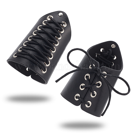 Bracelet réglable en cordon de cuir pu avec cordons en coton ciré AJEW-WH0248-457B-1