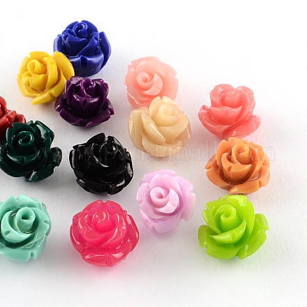 Perles de corail synthétiques de fleurs colorées CORA-R011-33-1