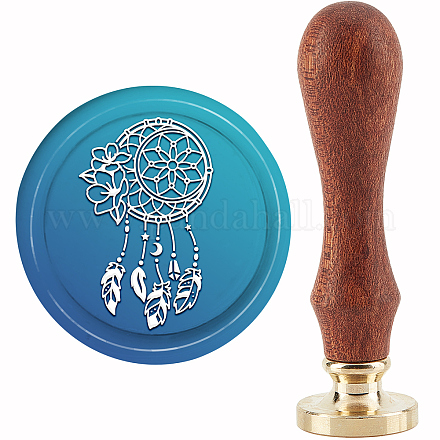 CRASPIRE Dream Catcher Wax Seal Stamp Flowers Sealing Wax Stamps 30mm Retro Vintage Removable Brass Stamp Head with Wood Handle for Wedding Invitations Halloween Christmas Thanksgiving Gift Packing AJEW-WH0184-0970-1