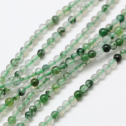 Chapelets de perles en agate mousse naturelle G-A130-2mm-K05-1