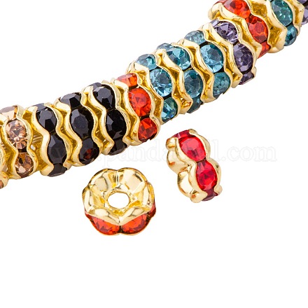 Golden Plated Brass Rhinestone Spacer Beads RB-PH0001-12G-NF-1