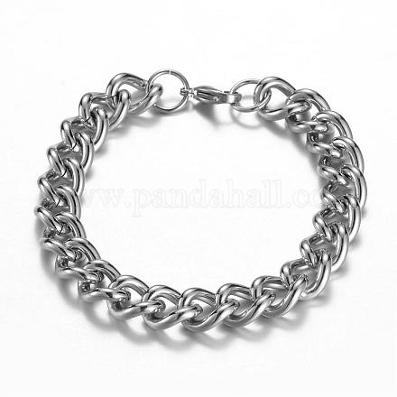 304 Stainless Steel Curb Chain Bracelets BJEW-G511-08P-1