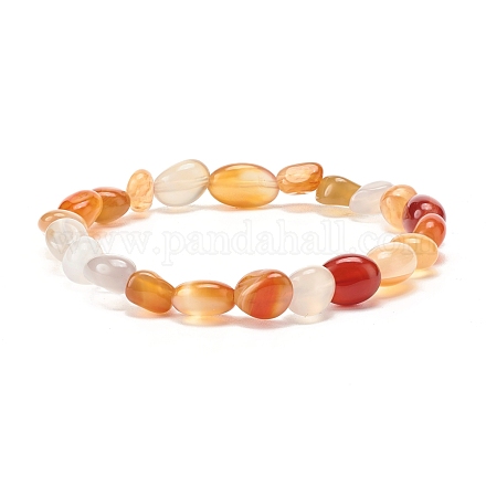 Pulsera elástica de perlas de cornalina natural teñida (teñida) BJEW-JB07144-01-1