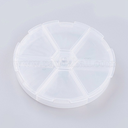 プラスチックビーズ収納ケース  6のコンパートメント  フラットラウンド  透明  10.3x1.7cm CON-G003-01-1
