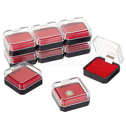 OLYCRAFT 10Pcs Clear Plastic Gift Box For Pin 1.4x1.4x0.3 Inch Black Red Presentation Boxes for Badge Clear Lapel Pin Presentation Display Case for Lapel Pin Gemstone Storage Display AJEW-WH0502-11-1