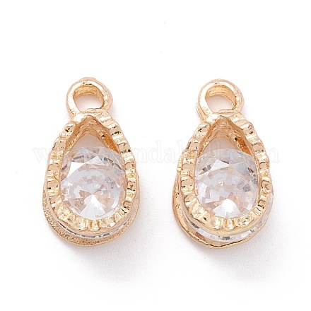 Alloy Clear Cubic Zirconia Charms ZIRC-A022-09G-1