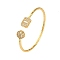 Rack Plating Brass Micro Pave Cubic Zirconia Cuff Bracelets for Women, Long-Lasting Plated, Cadmium Free & Lead Free, Real 18K Gold Plated, 3/8 inch(1cm)