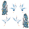 3 Pair 3 Style Auspicous Cloud & Crane Pattern Polyester Embroidery Iron on Applique Patch, Sewing Craft Decoration, Mixed Color, 92~150x150~214x1mm, 1 pair/style