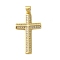 Brass Micro Micro Pave Clear Cubic Zirconia Pendants, Cross, Real 18K Gold Plated, 30.5x17.5x2mm, Hole: 4x3.5mm