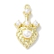 Rack Plating Alloy Pendants, with ABS Imitation Pearl, Cadmium Free & Nickel Free & Lead Free, Heart Charms, Golden, 30x17x8.5mm, Hole: 1.6mm