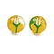 Transparent Glass Enamel Beads, Hand Drawn Beads, Round with Butterfly, Gold, 12.5mm, Hole: 1.8mm