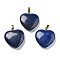 Dyed Natural Lapis Lazuli Pendants, with Brass Findings, Heart, 22~23x20x5mm, Hole: 6.5x3.5mm